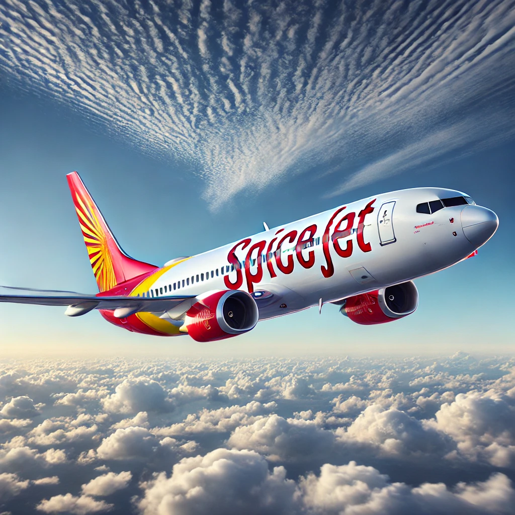 SpiceJet Airlines aircraft soaring in the sky