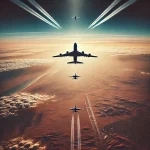 airplanes flying across a vast, open sky.